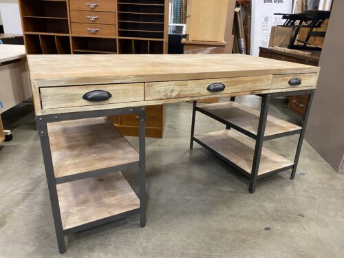 Industrial Large Light Wood Desk