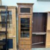 Tall Wooden Media Storage Cabnet with Powerstrip