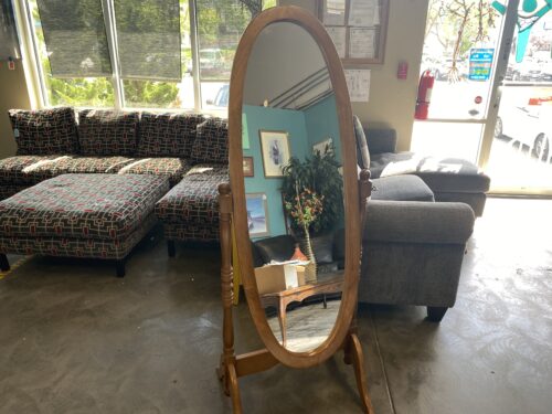 Antique Wood Framed Standing Mirror