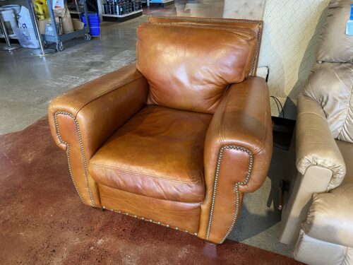 Caramel Colored Studded leather Chair