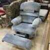 LA-Z-BOY Blue Manual Recliner with Arm and Headrest Covers