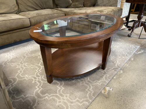 Glass Topped Oval Coffee Table