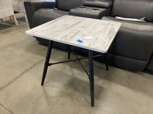 Industrial White Washed Wood X Based End Table