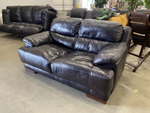 Deep Brown Faux Leather Extra Plush Loveseat
