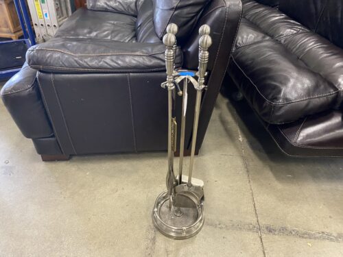 Shiny Silver 6 Piece Fireplace Tool Kit