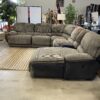 MAN WAH Brown Corduroy Single Recliner U Sectional