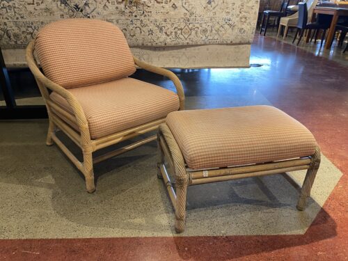 Boho Chic Rattan Armchair & Ottoman