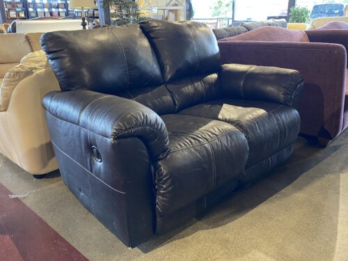 Plump Midnight Black Manual Recliner Loveseat
