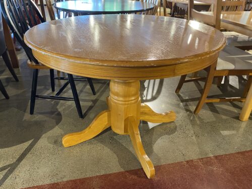 Round Minimal Blonde Pedestal Dining Table
