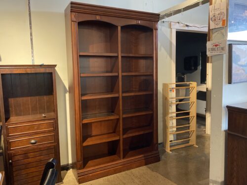 WHALEN Lighted Double Bookcase w/ Glass Panel Shelves