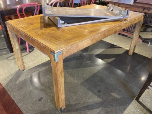 HENREDON Metal Corner Dining Table w/ 2 Leaves