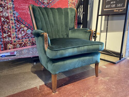 Plush Emerald Throne-Like Armchair