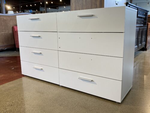 Wide Clean-Lined White 8-Drawer Dresser