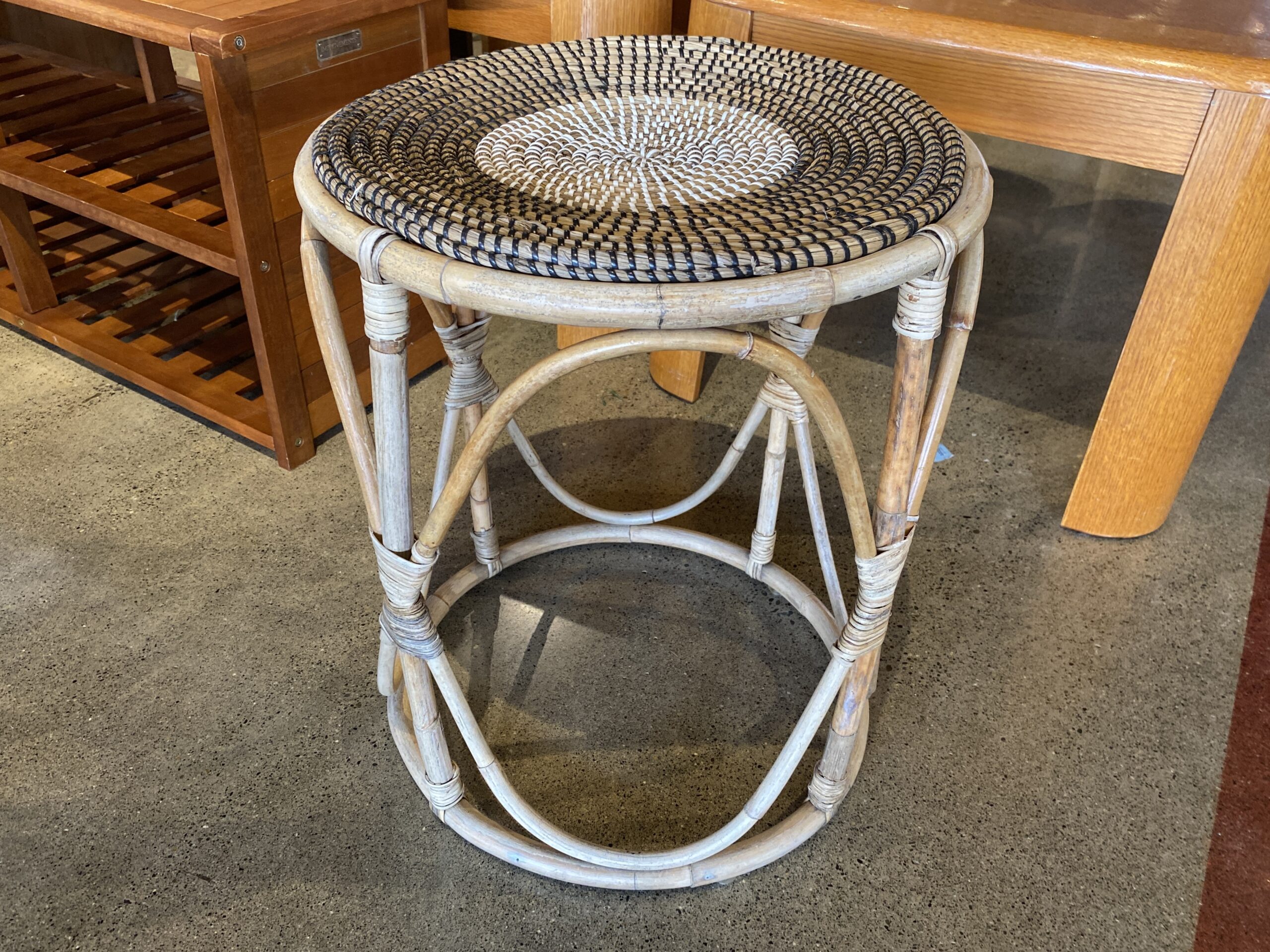 Rare Earth Round Woven Accent Table