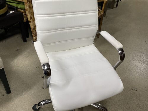 BELNICK White Leather Office Chair