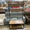Industrial Burnt Wood Entry Bench with Top Coat Rack