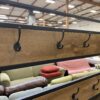 Industrial Burnt Wood Entry Bench with Top Coat Rack