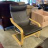 IKEA Poang Wood Frame Armchair w/ Faux Leather Cushion
