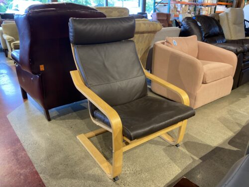 IKEA Poang Wood Frame Armchair w/ Faux Leather Cushion