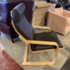 IKEA Poang Wood Frame Armchair w/ Faux Leather Cushion