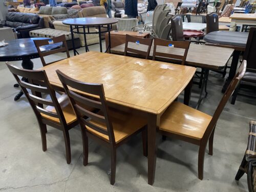Rich Brown Dining Set with Pine Top - 6 Chairs