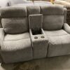 Grey Power Reclining Sofa w/ Nailhead Trim