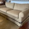 Beige Skirted Sofa w/ Contrast Corner Knot Trim
