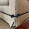 Beige Skirted Sofa w/ Contrast Corner Knot Trim