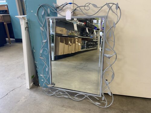Grey Powder Coated Vines and Birds Mirror