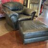 PALLISER Deep Evergreen Leather Armchair & Ottoman