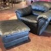 PALLISER Deep Evergreen Leather Armchair & Ottoman