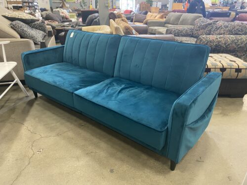 Modern Aqua Slat Tufted Futon