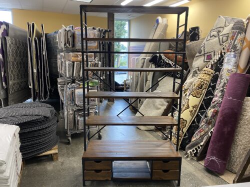 Rustic Dark Brown Display Shelf w/ 4 Drawers
