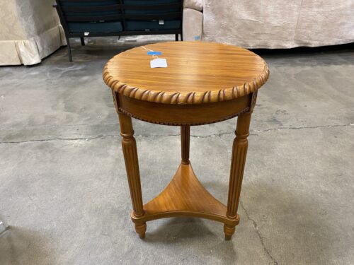 Braided Edge Wood Circle End Table