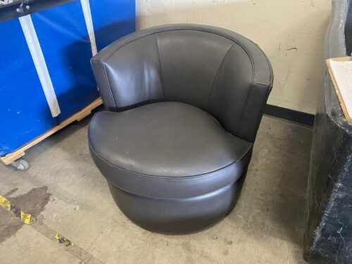 ROOM AND BOARD Olis Black Leather Swivel Accent Chair