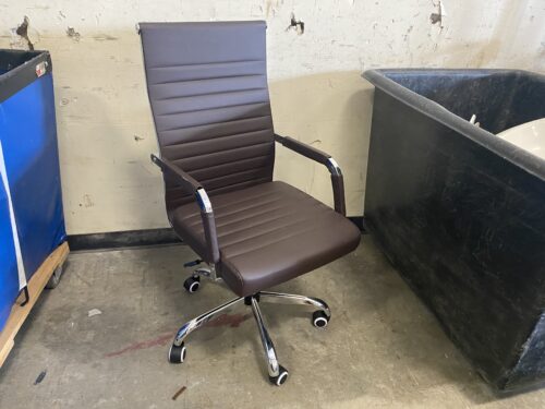 Brown Leather Rolling Office Chair