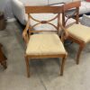 Drexel Harp Wooden Dining Chair Set of 6 with Striped Fabric Seats