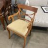 Drexel Harp Wooden Dining Chair Set of 6 with Striped Fabric Seats