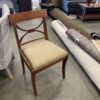 Drexel Harp Wooden Dining Chair Set of 6 with Striped Fabric Seats