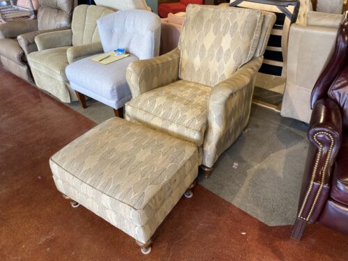 BASSETT Leaf Pattern Chair with Ottoman