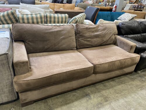 Long Brown Lowboy Brown Suede Couch