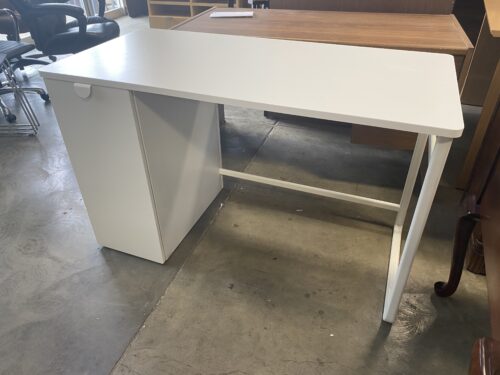 White Desk with Long Side Drawer Office Desk