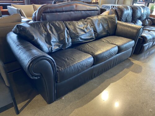Black Leather 3 Seater Couch