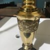 JAMES MORT Regency Brass Table Lamp with Ornate Carvings