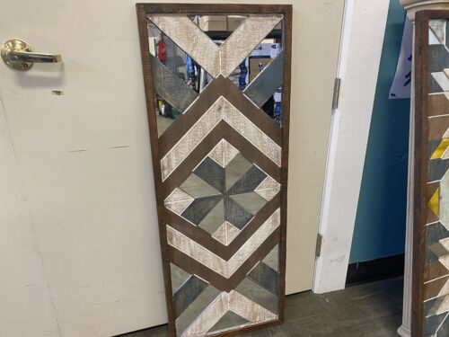 Blue and Brown Deco Hanging Mirror