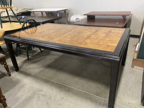 Darkwood Dining Table With Burled Wood Inlay