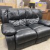 Black Leather Reclining Manual Loveseat