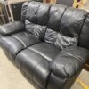 Black Leather Reclining Manual Loveseat