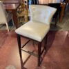 Leather Barstool with Button Tufting