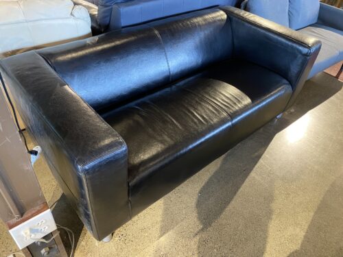 Sleek Black Leather Loveseat